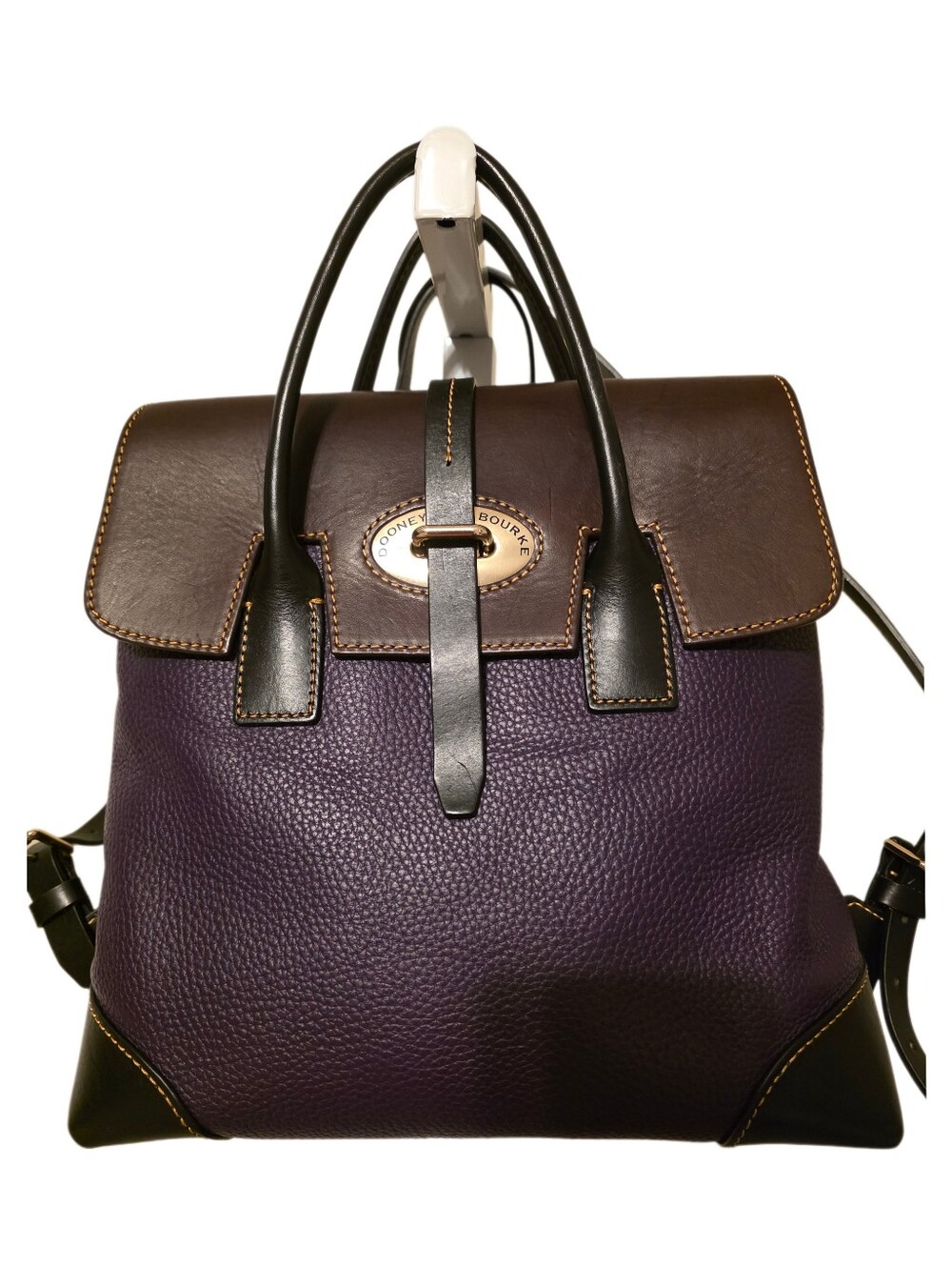Dooney & Bourke Verona leather Miranda backpack in Deep Purple, brown, Black EUC